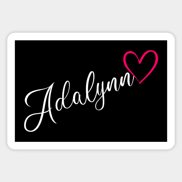 Adalynn Name Calligraphy Pink Heart - Adalynn Name - Sticker | TeePublic